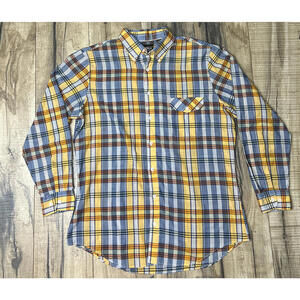 Vintage 90s Madras Sears Sportswear Plaid Shirt Large Pocket Lightweight Boxy .